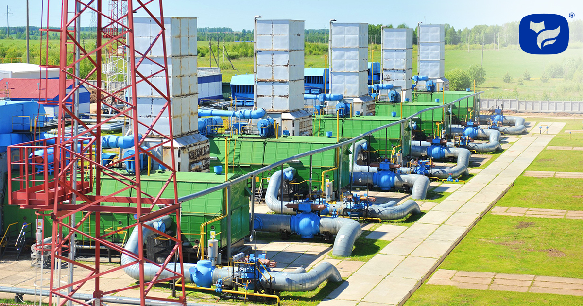 A line of gas compressors.