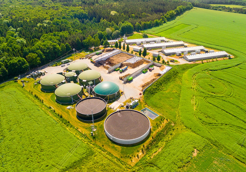 Digester tanks in an agricultural biogas plant